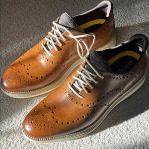 Cole Haan Tan and Brown Leather Brogue Oxfords
